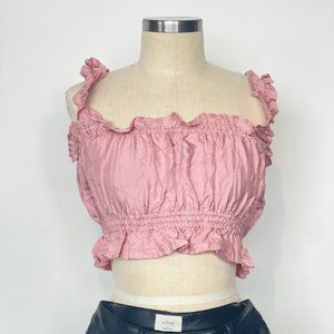 Peoples Product | Pink Sleeveless Ruched Crop Top